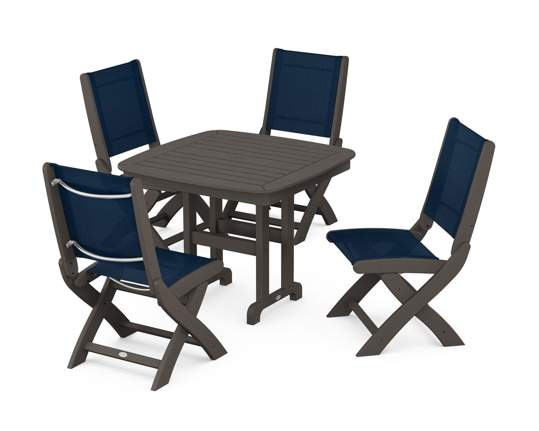 POLYWOOD® Coastal Folding Side Chair 5-Piece Dining Set