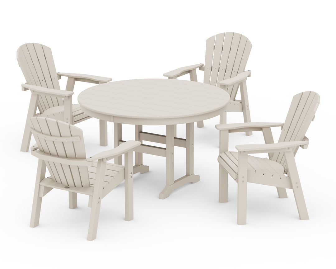 POLYWOOD® Seashell 5-Piece Round Farmhouse Dining Set