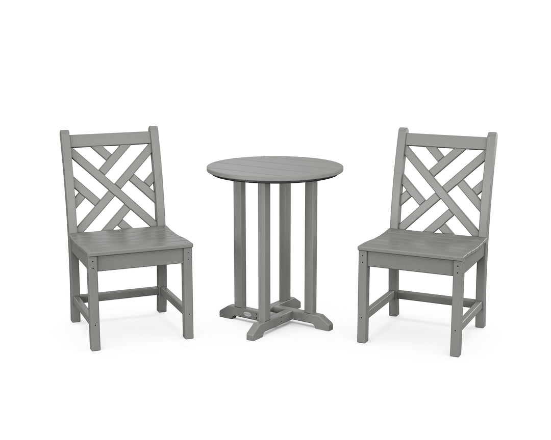 POLYWOOD® Chippendale Side Chair 3-Piece Round Bistro Dining Set