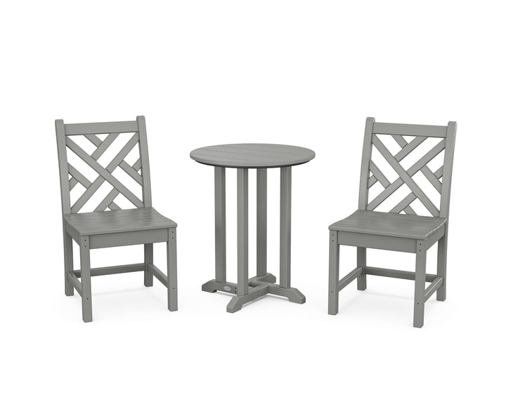 POLYWOOD® Chippendale Side Chair 3-Piece Round Bistro Dining Set