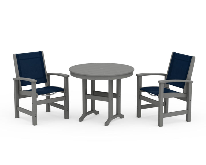 POLYWOOD® Coastal 3-Piece Round Dining Set
