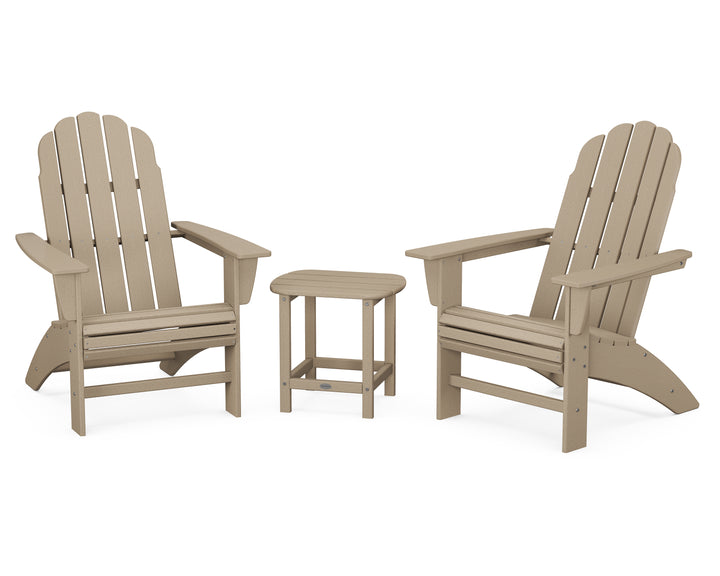 POLYWOOD® Vineyard 3-Piece Curveback Adirondack Set with South Beach 18" Side Table