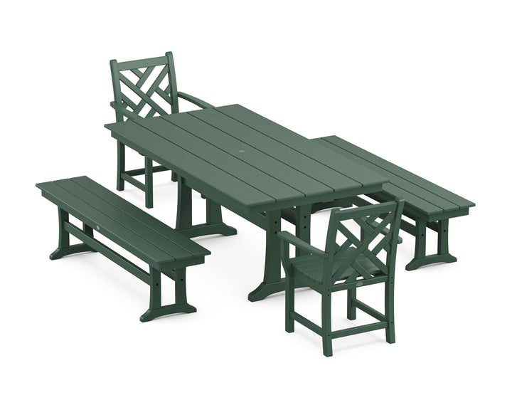 POLYWOOD® Chippendale 5-Piece Farmhouse Dining Set With Trestle Legs