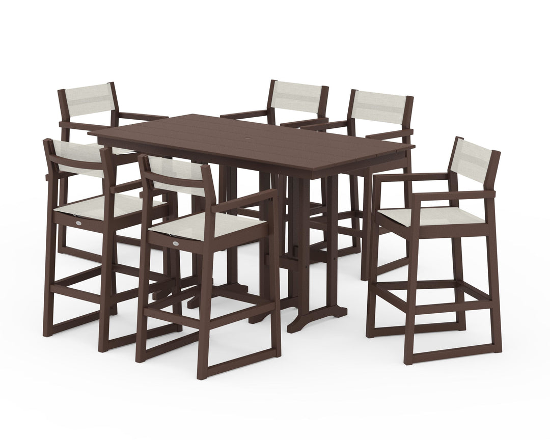 POLYWOOD® EDGE Sling Arm Chair 7-Piece Farmhouse Bar Set