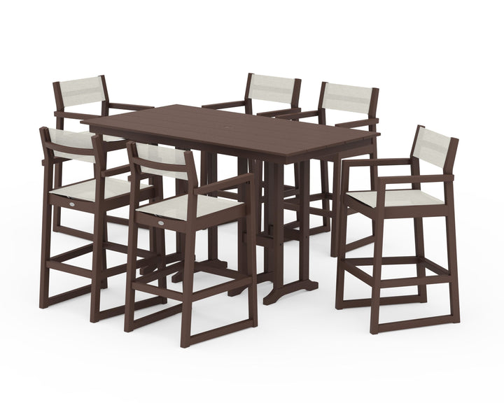 POLYWOOD® EDGE Sling Arm Chair 7-Piece Farmhouse Bar Set