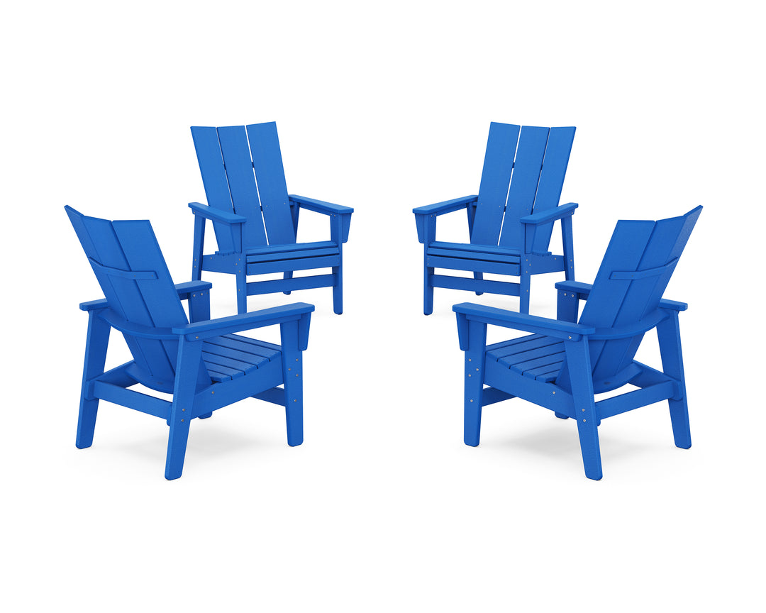 POLYWOOD® 4-Piece Modern Grand Upright Adirondack Chair Conversation Set