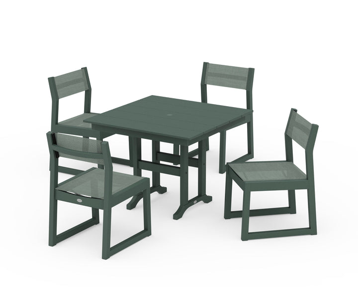 POLYWOOD® EDGE Sling Side Chair 5-Piece Farmhouse Dining Set