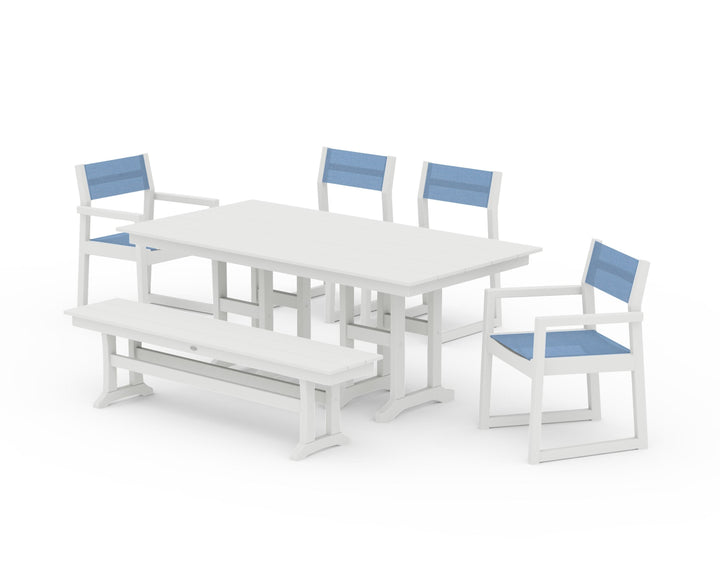 POLYWOOD® EDGE Sling 6-Piece Farmhouse Dining Set