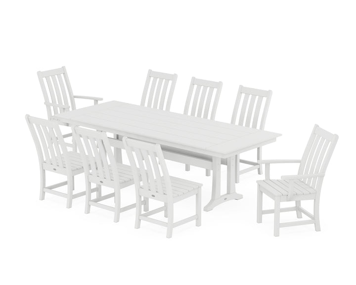 POLYWOOD® Vineyard 9-Piece Farmhouse Dining Set with Trestle Legs