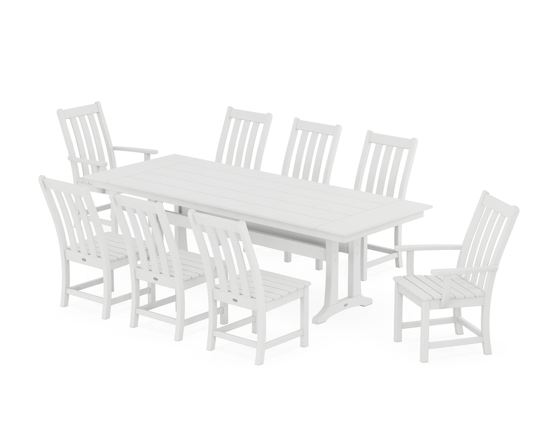 POLYWOOD® Vineyard 9-Piece Farmhouse Dining Set with Trestle Legs