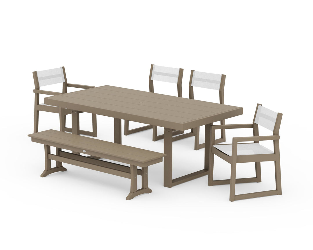 POLYWOOD® EDGE Sling 6-Piece Dining Set with Bench