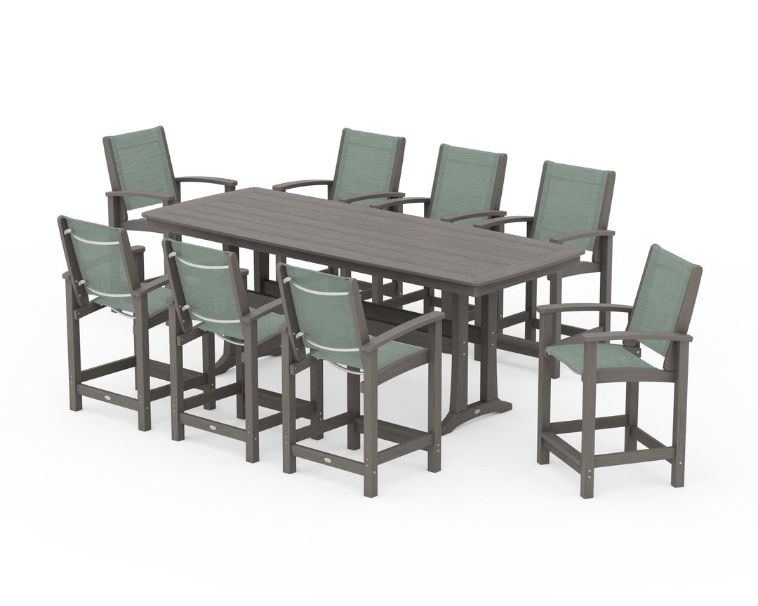 POLYWOOD® Coastal 9-Piece Counter Set with Trestle Legs