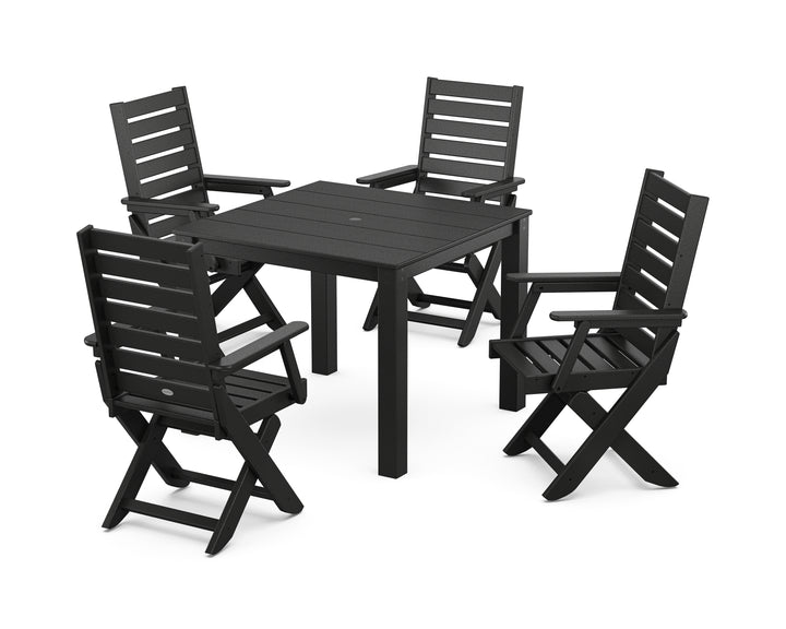 POLYWOOD® Captain Folding Chair 5-Piece Parsons Dining Set