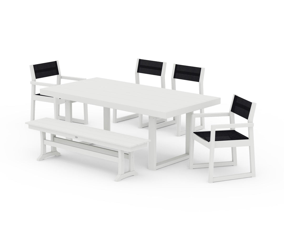 POLYWOOD® EDGE Sling 6-Piece Dining Set with Bench