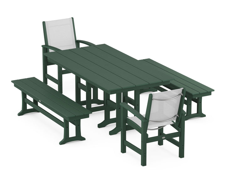 POLYWOOD® Coastal 5-Piece Farmhouse Dining Set