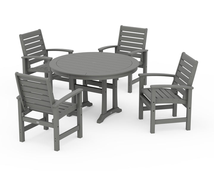 POLYWOOD® Signature 5-Piece Round Dining Set with Trestle Legs