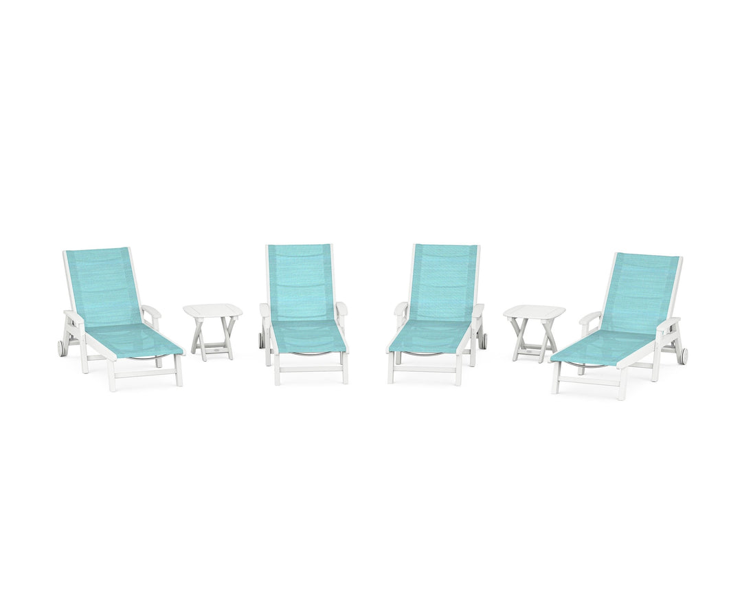 POLYWOOD® Coastal Chaise 6-Piece Set with Wheels