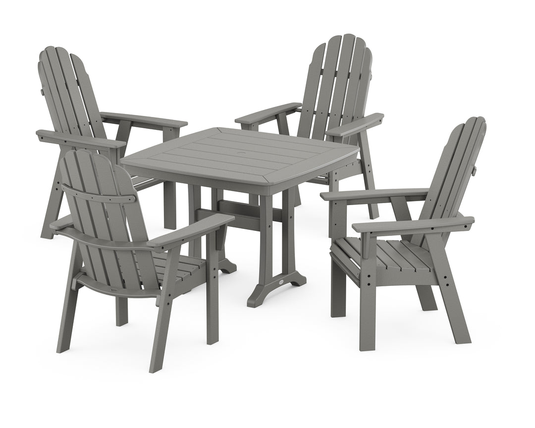 POLYWOOD® Vineyard Adirondack 5-Piece Dining Set with Trestle Legs