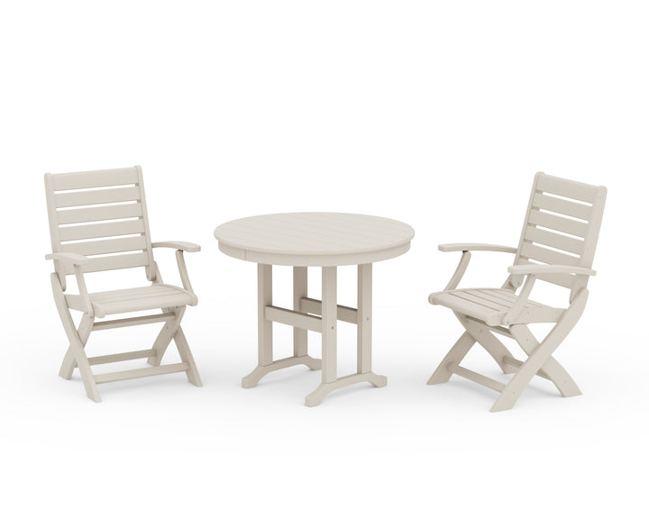 POLYWOOD® Signature Folding Chair 3-Piece Round Farmhouse Dining Set