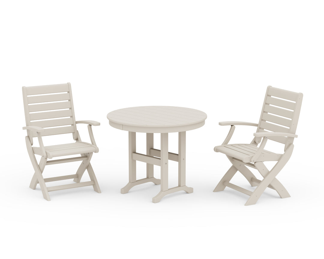 POLYWOOD® Signature Folding Chair 3-Piece Round Farmhouse Dining Set