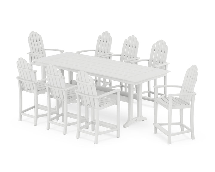 POLYWOOD® Classic Adirondack 9-Piece Farmhouse Counter Set with Trestle Legs