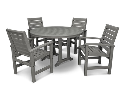 Signature 5-Piece Round Dining Set with Trestle Legs