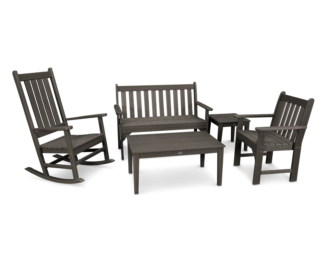 POLYWOOD® Vineyard 5-Piece Bench & Rocking Chair Set