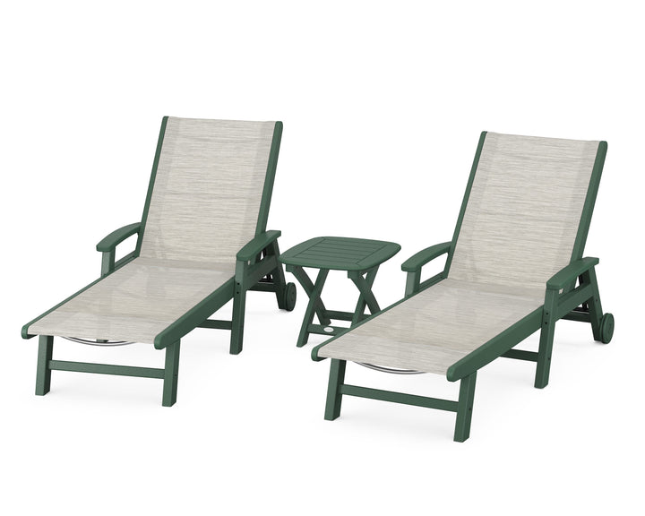 POLYWOOD® Coastal 3-Piece Wheeled Chaise Set