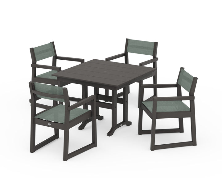 POLYWOOD® EDGE Sling Arm Chair 5-Piece Farmhouse Dining Set