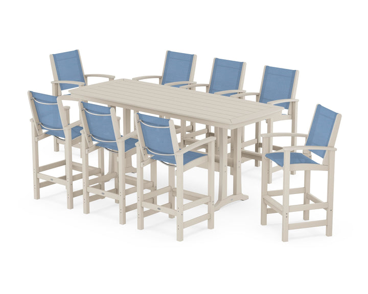 POLYWOOD® Coastal 9-Piece Bar Set with Trestle Legs