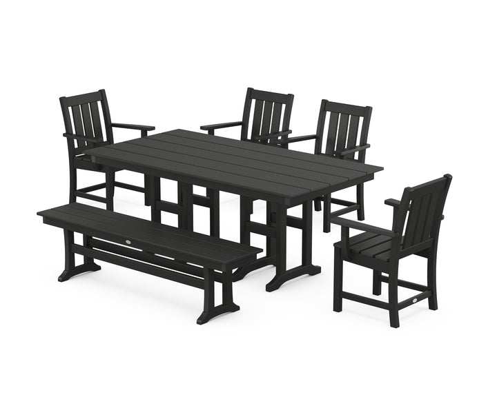 POLYWOOD® Oxford 6-Piece Farmhouse Dining Set with Bench