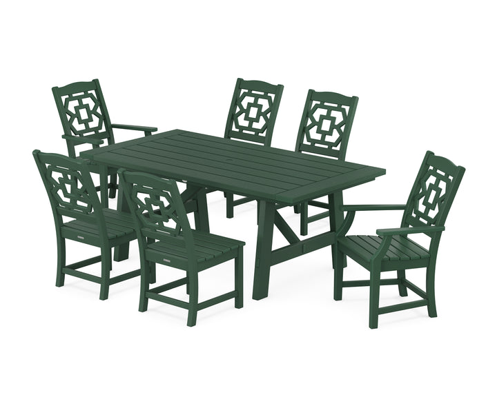 Martha Stewart by POLYWOOD® Chinoiserie 7-Piece Rustic Farmhouse Dining Set