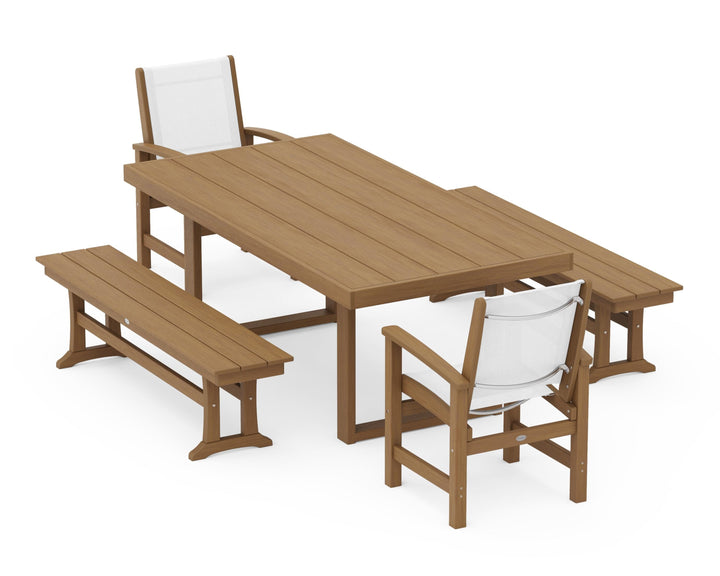 POLYWOOD® Coastal 5-Piece Dining Set with Trestle Legs