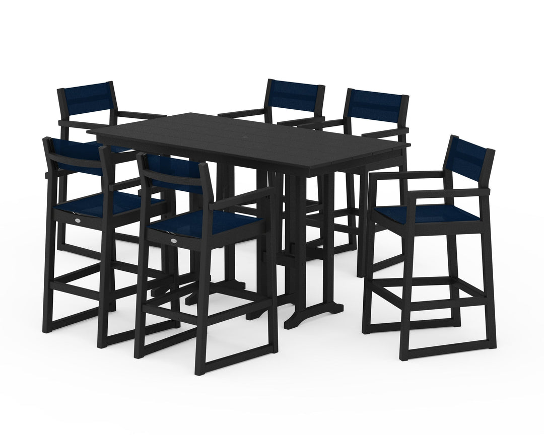 POLYWOOD® EDGE Sling Arm Chair 7-Piece Farmhouse Bar Set