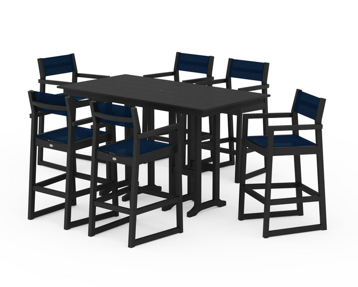 POLYWOOD® EDGE Sling Arm Chair 7-Piece Farmhouse Bar Set