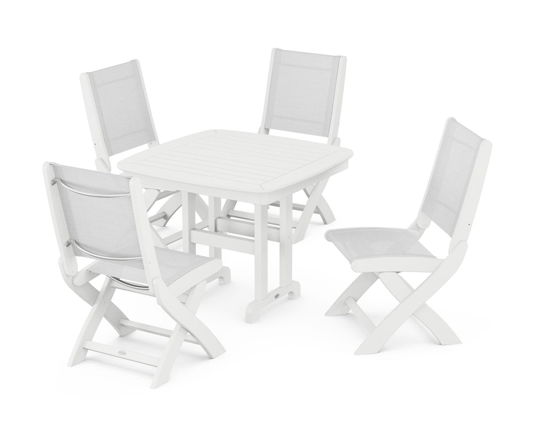 POLYWOOD® Coastal Folding Side Chair 5-Piece Dining Set