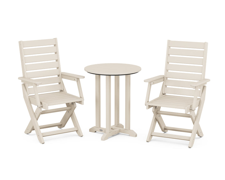 POLYWOOD® Captain Folding Chair 3-Piece Round Bistro Dining Set
