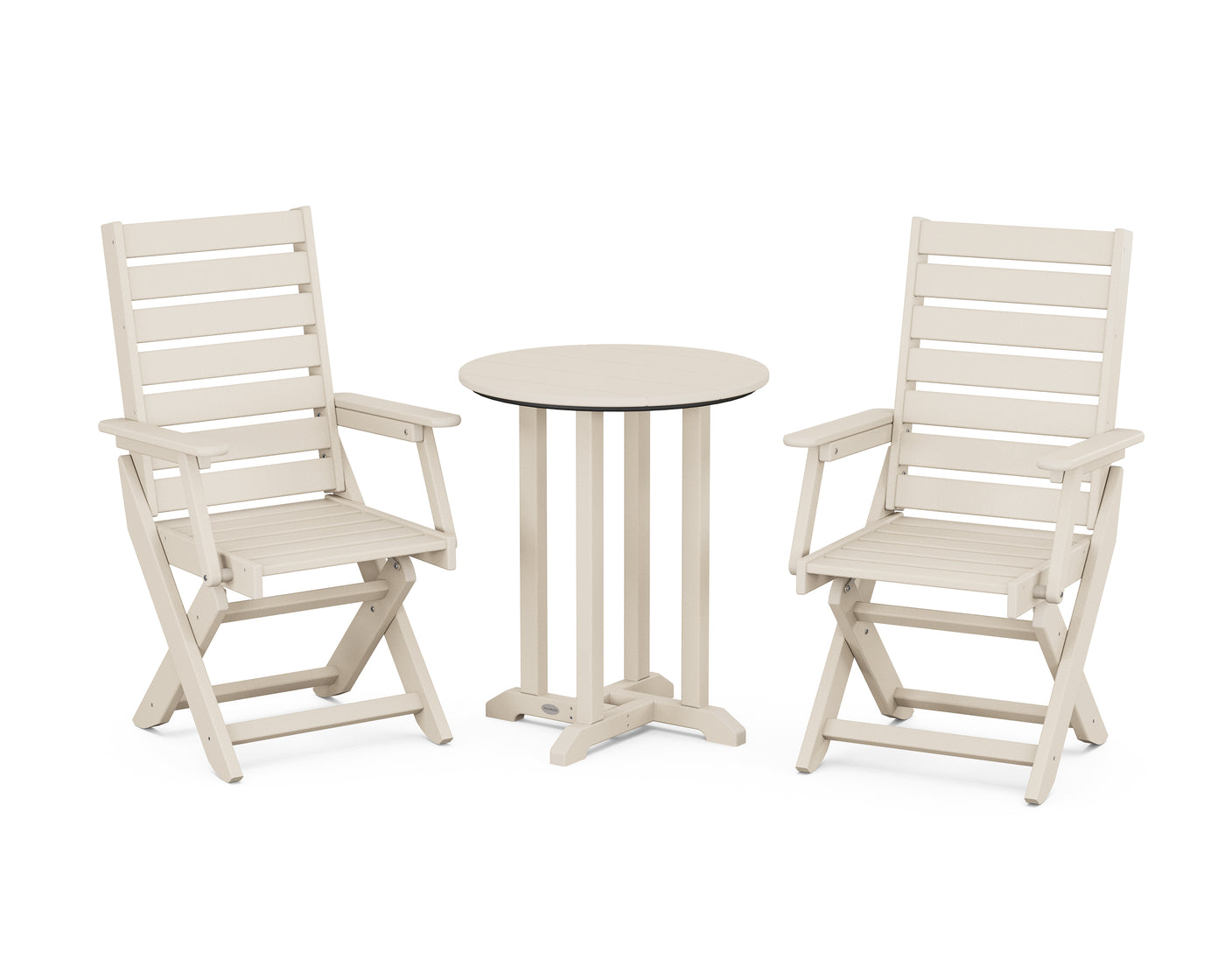 Captain Folding Chair 3-Piece Round Bistro Dining Set