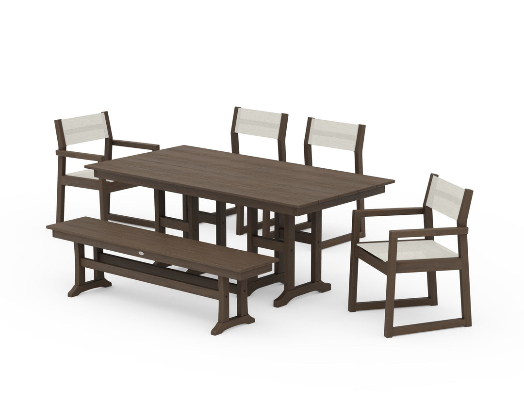 POLYWOOD® EDGE Sling 6-Piece Farmhouse Dining Set