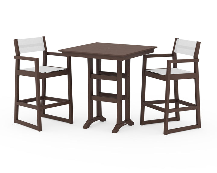 POLYWOOD® EDGE Sling Arm Chair 3-Piece Farmhouse Bar Set with Trestle Legs