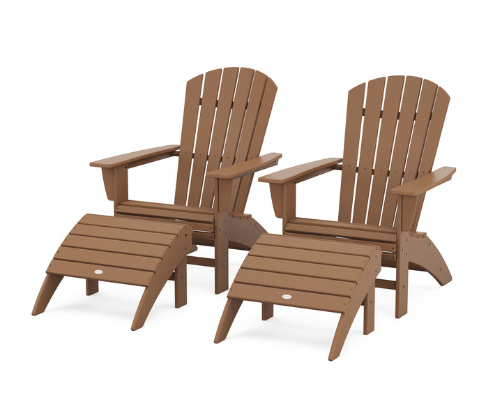 POLYWOOD® Nautical Curveback Adirondack Chair 4-Piece Set with Ottomans