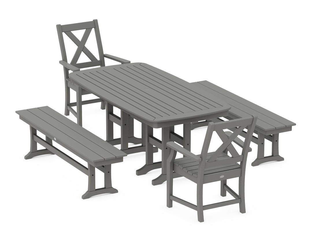 POLYWOOD® Braxton 5-Piece Dining Set with Benches