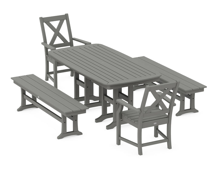 POLYWOOD® Braxton 5-Piece Dining Set with Benches