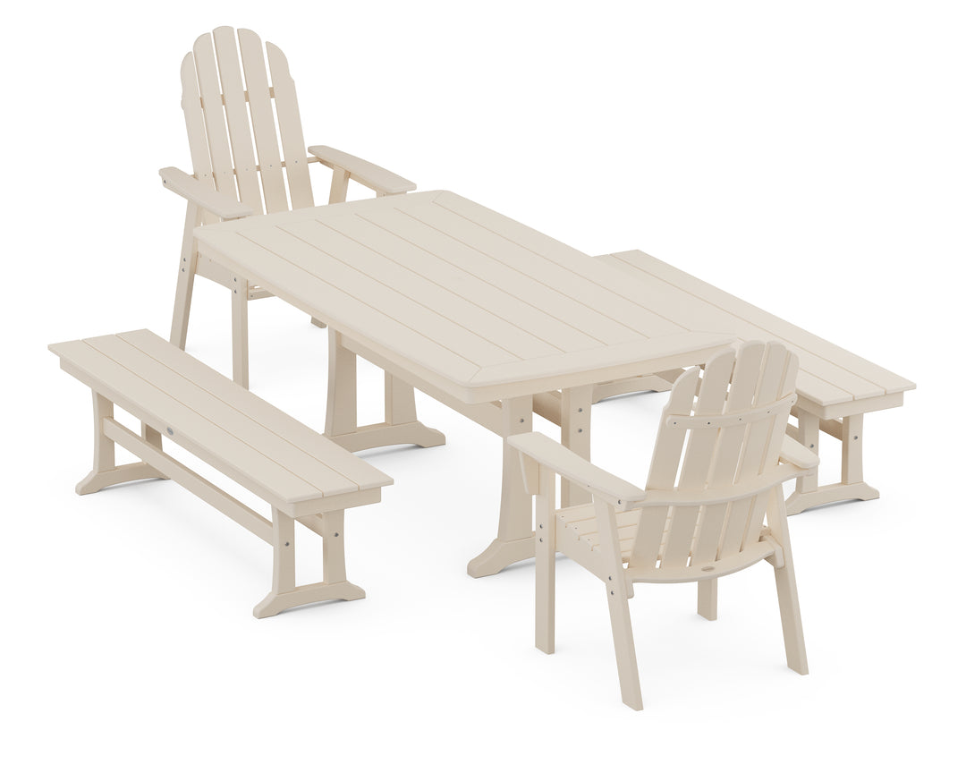 POLYWOOD® Vineyard Adirondack 5-Piece Dining Set with Trestle Legs