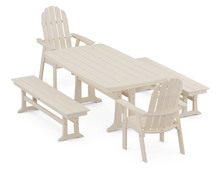 POLYWOOD® Vineyard Adirondack 5-Piece Dining Set with Trestle Legs