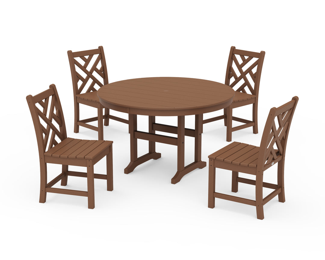 POLYWOOD® Chippendale 5-Piece Round Farmhouse Side Chair Dining Set
