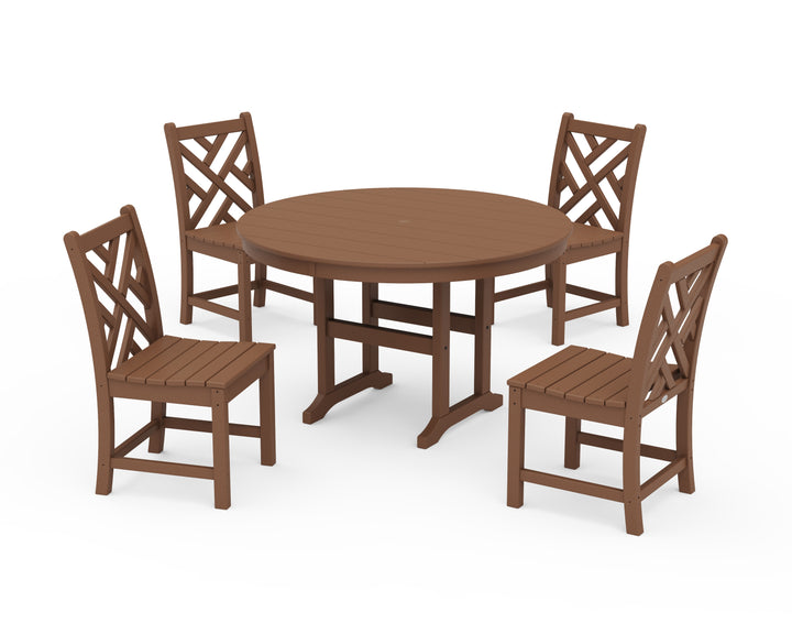 POLYWOOD® Chippendale 5-Piece Round Farmhouse Side Chair Dining Set
