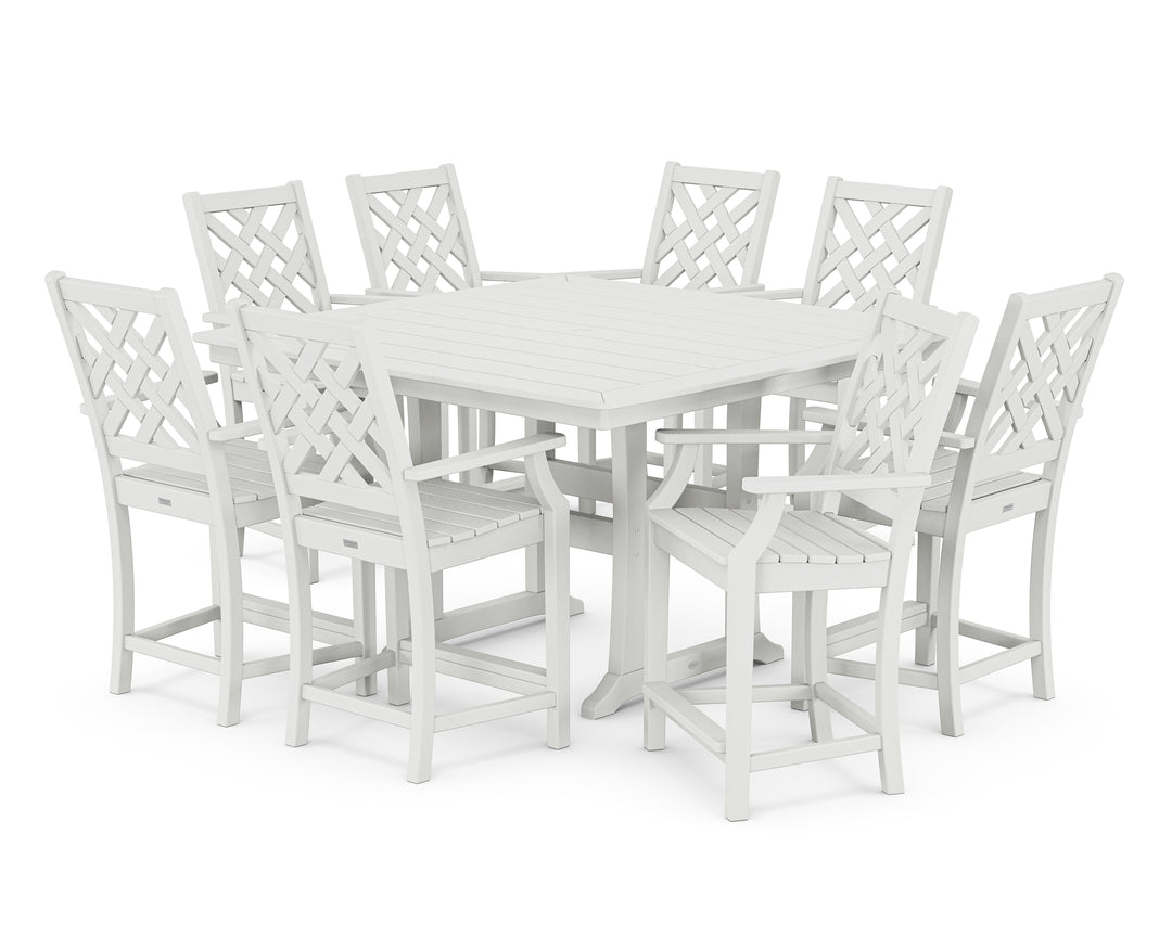 Country Living Wovendale 9-Piece Square Counter Set with Trestle Legs