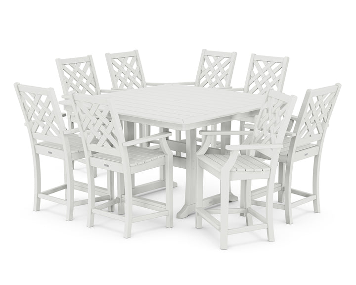 Country Living Wovendale 9-Piece Square Counter Set with Trestle Legs