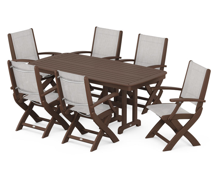 POLYWOOD® Coastal Folding Arm Chair 7-Piece Dining Set